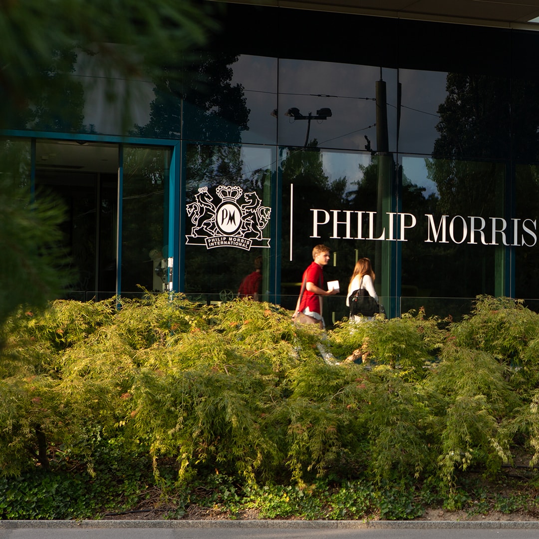 Outside Philip Morris International's Operations Center in Lausanne, Switzerland