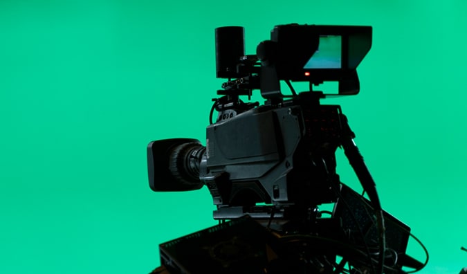 Film camera in TV studio