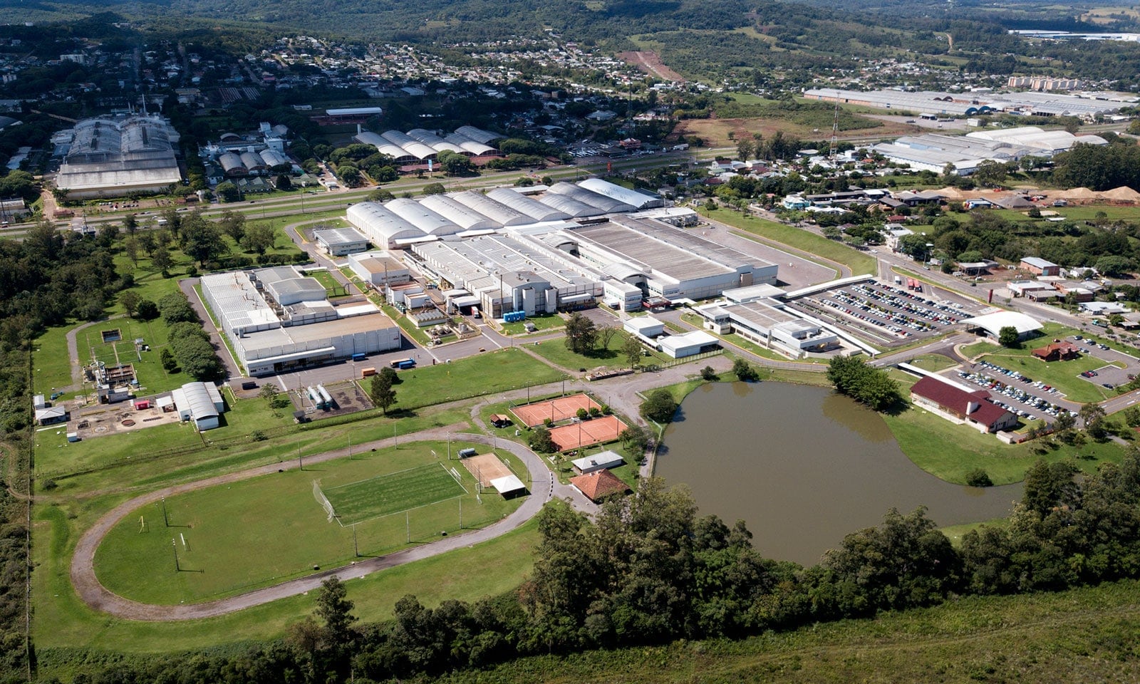 Brazil aerial of factory