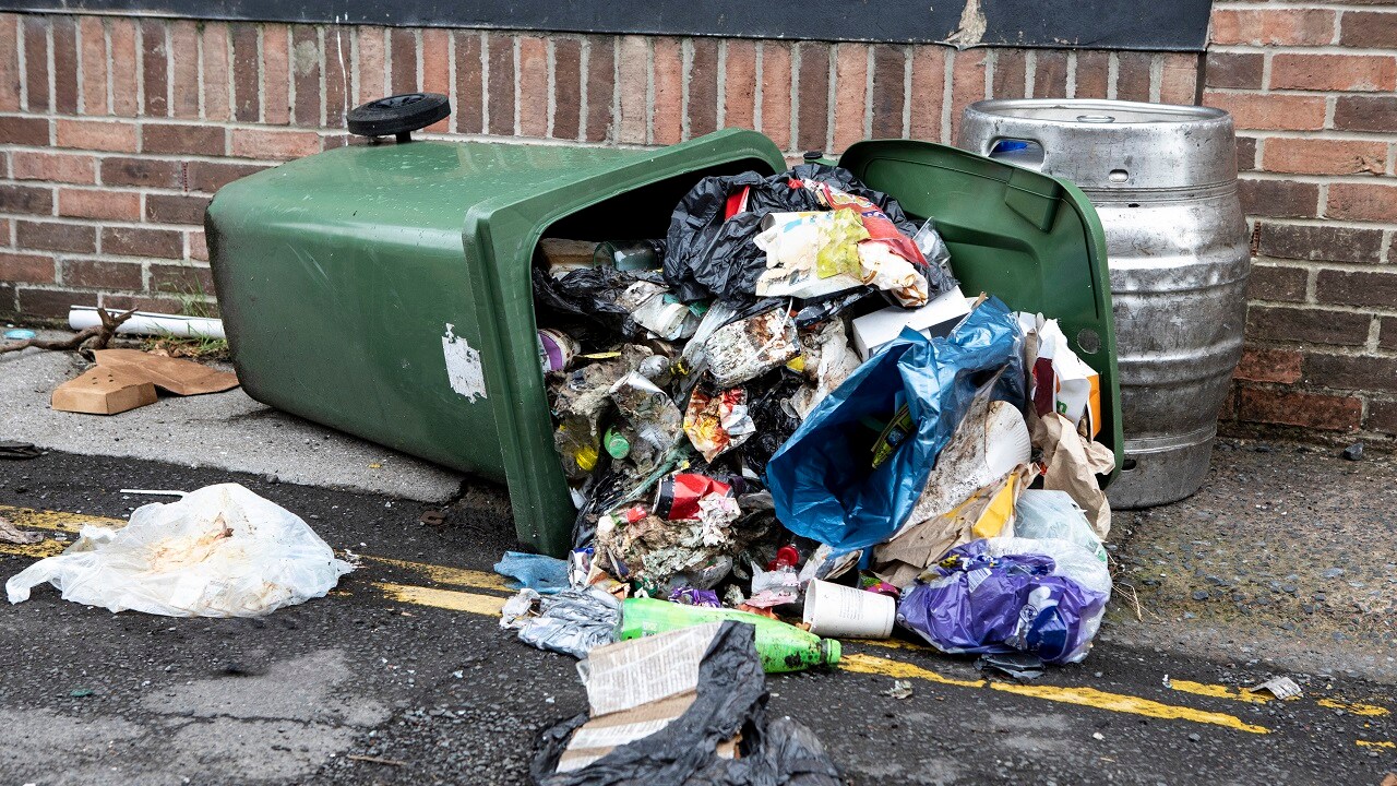 Bins on streets landscape