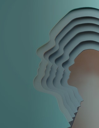 Silhouette of man's head repeatedly