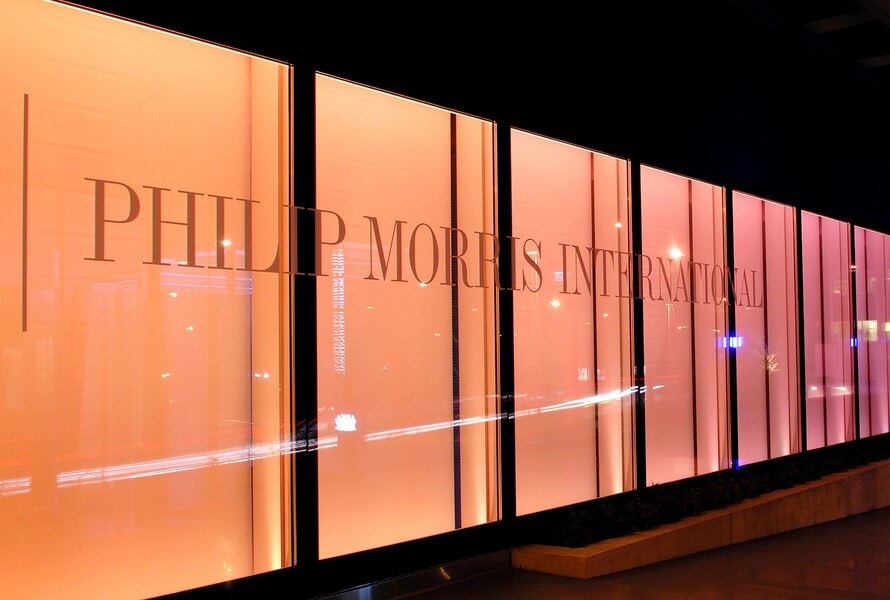 Philip Morris International Operations Centre in Lausanne, photographed at night.