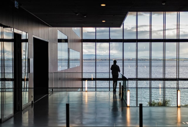 Person standing in Neuchatel building
