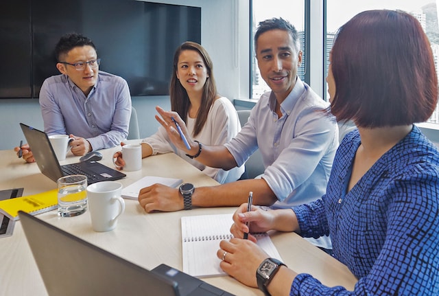 People talking in an office