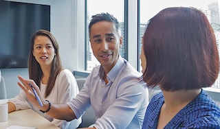 People talking in an office