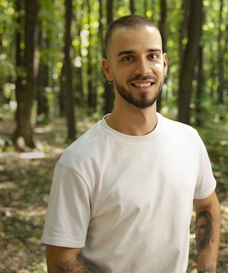 Smiling man in a forest