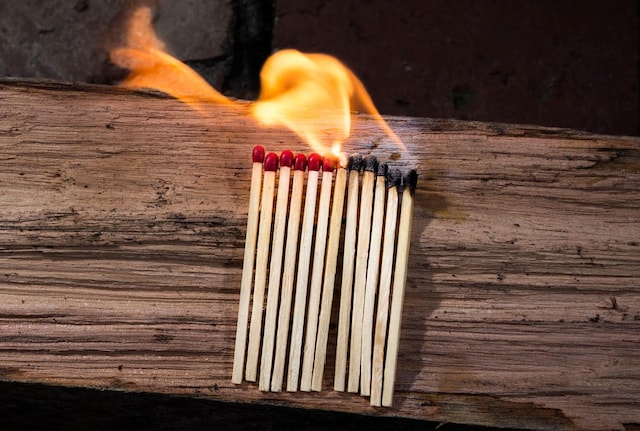 Matchsticks on table landscape