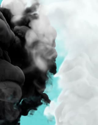 Black smoke and white vapor
