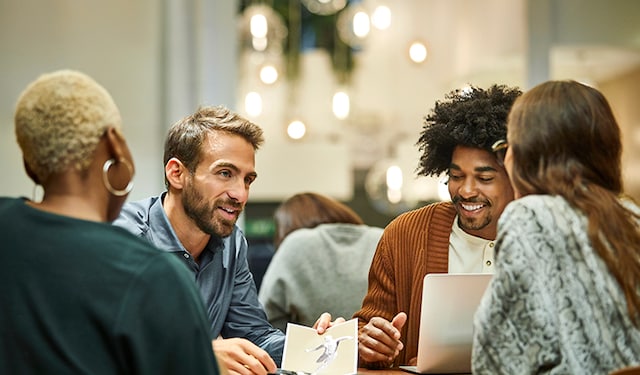 Diverse group of friends chatting