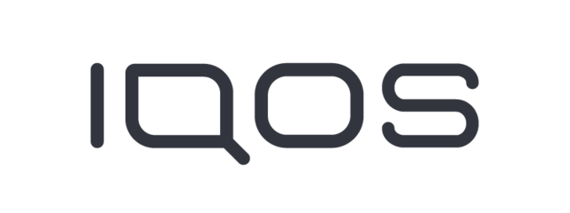 Iqos logo on blue background.