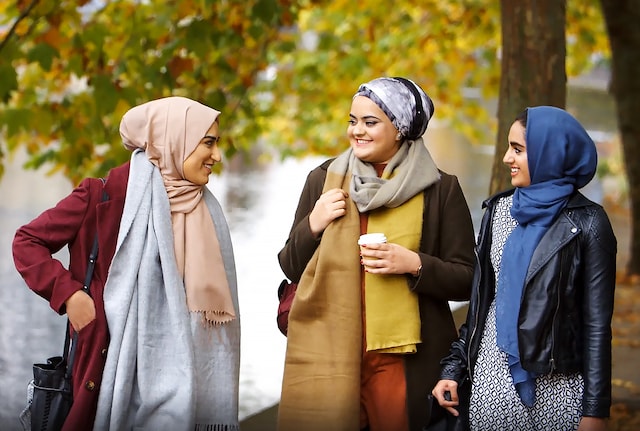 Pakistani women talking outside