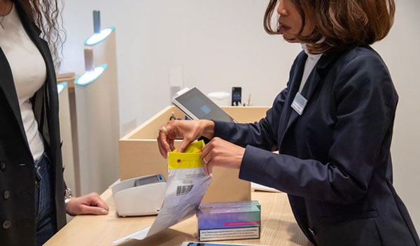 Two women in a store in Switzerland