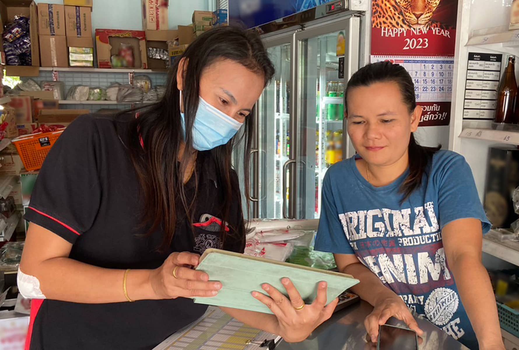 Two females in a Thai convenience store