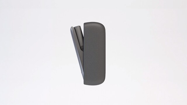 Black heated tobacco product on white background