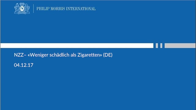 NZZ – «Weniger schädlich als Zigaretten» (DE)