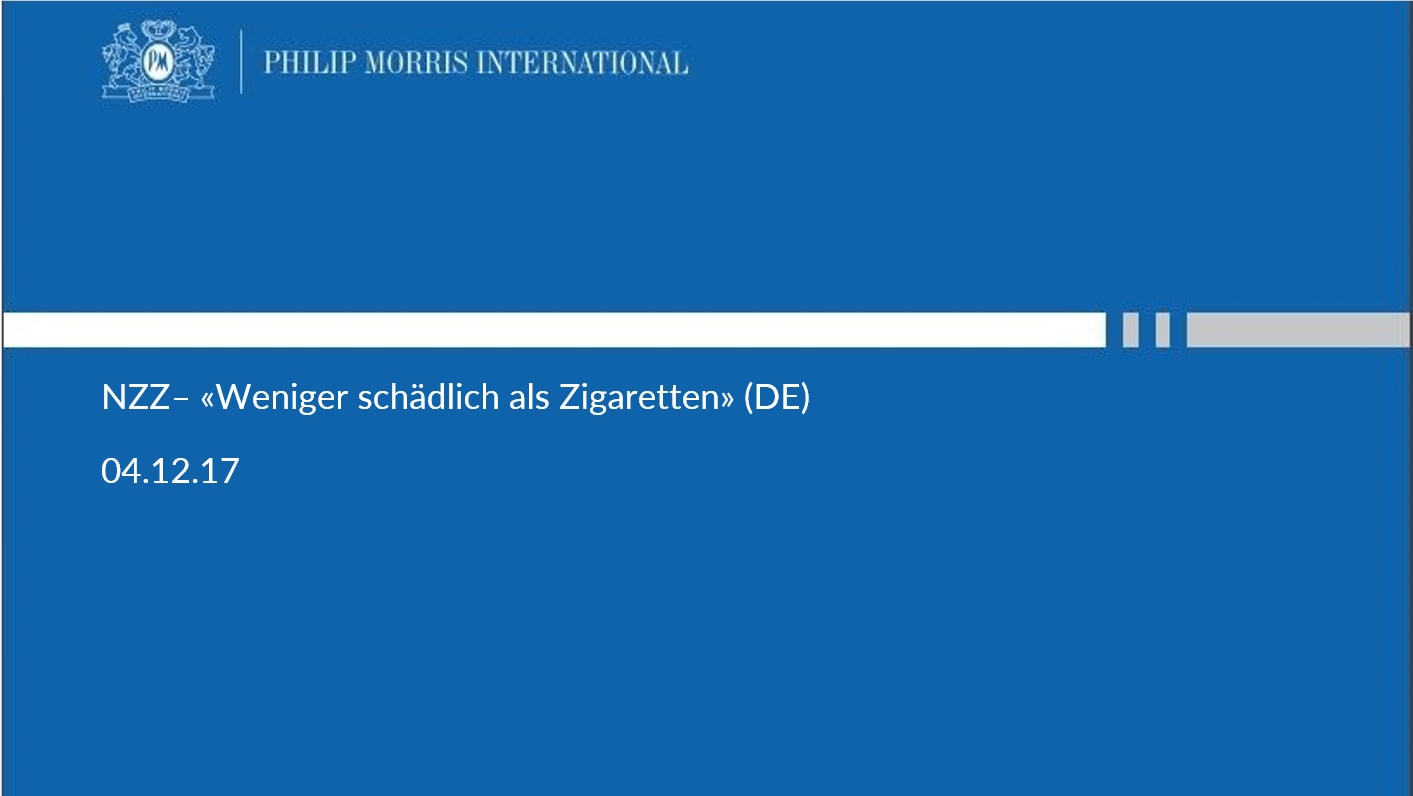 NZZ – «Weniger schädlich als Zigaretten» (DE)