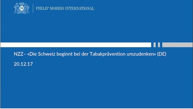 NZZ– «Die Schweiz beginnt bei der Tabakprävention umzudenken» (DE)