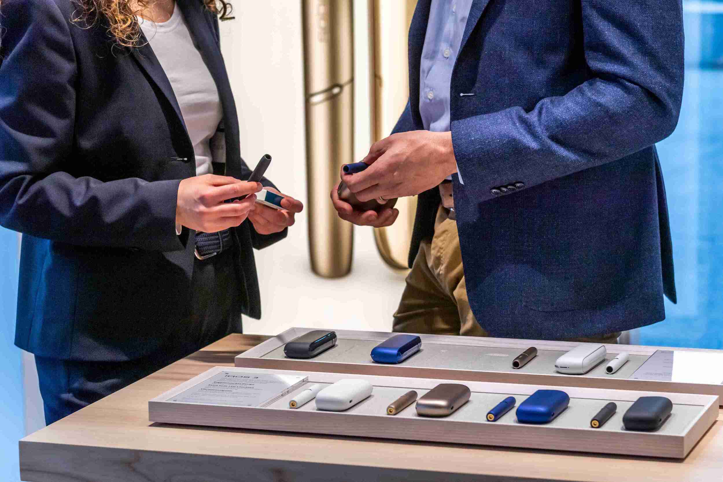 IQOS 3 products on display in an IQOS boutique.