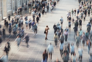 People walking in busy city
