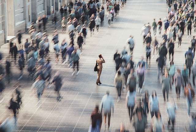 People walking in busy city