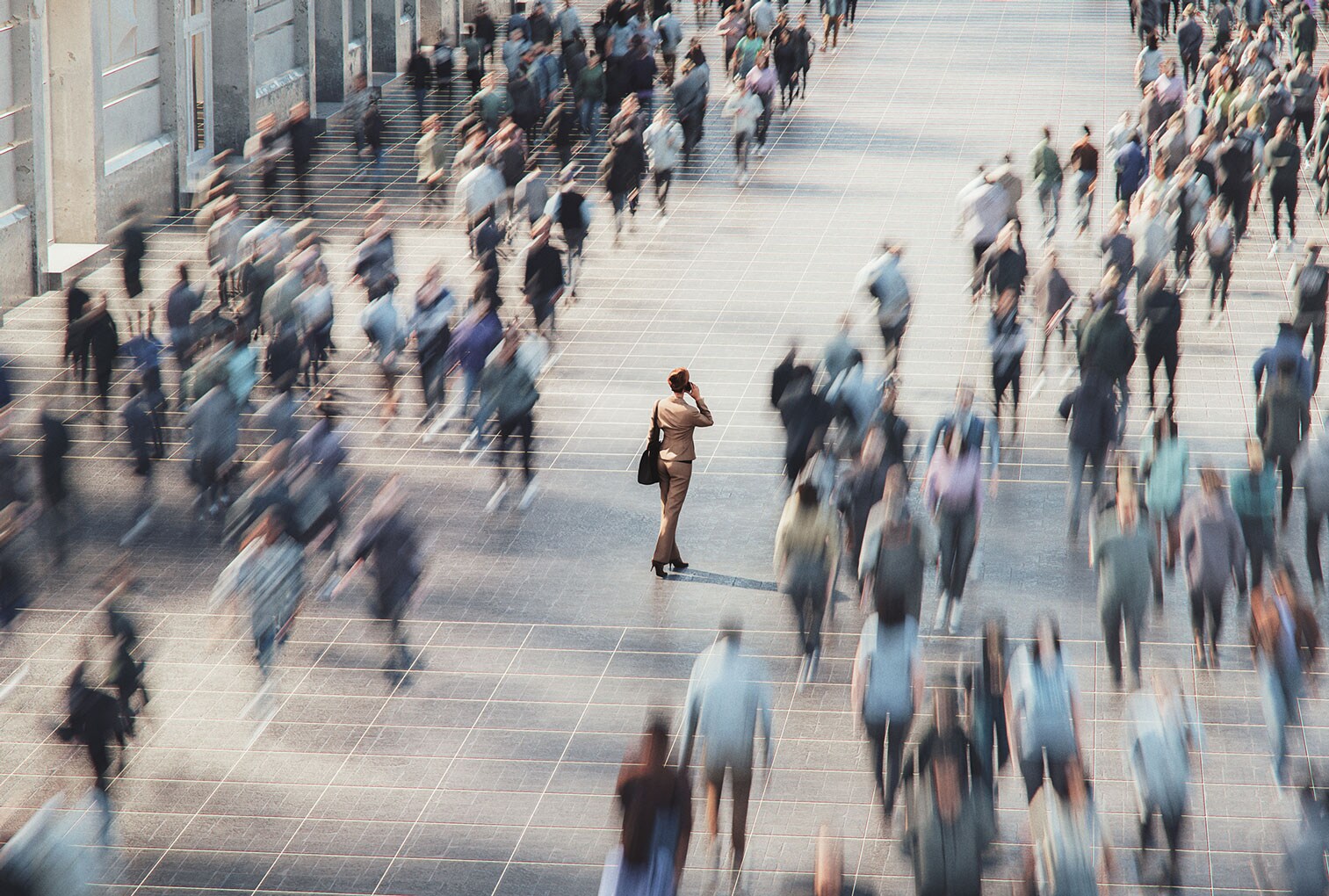 People walking in busy city
