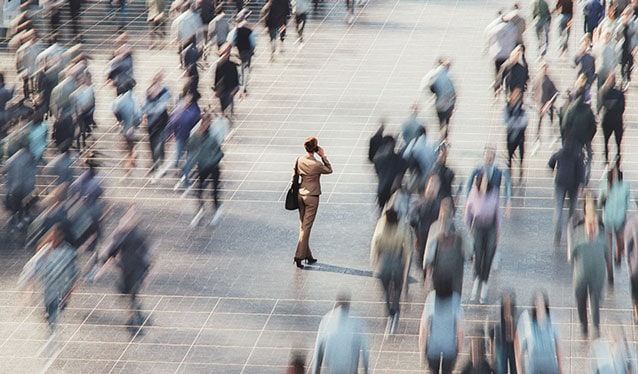 People walking in busy city