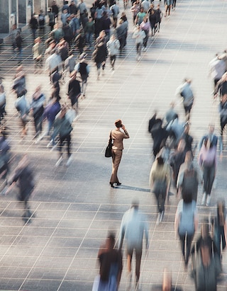 People walking in busy city