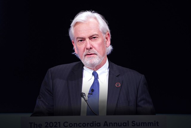 Jacek Olczak speaking at 2021 Concordia annual summit