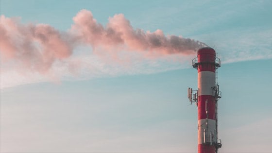 Smoke coming from a smokestack plant