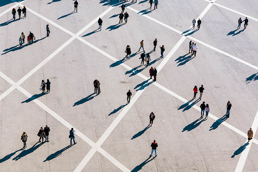 city with people walking