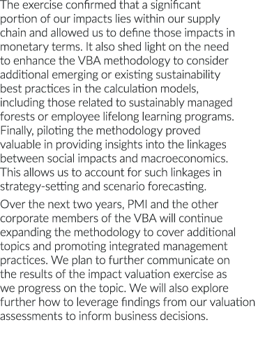 The exercise confirmed that a significant portion of our impacts lies within our supply chain and allowed us to defin   