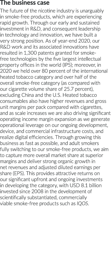 The business case The future of the nicotine industry is unarguably in smoke-free products, which are experiencing ra   