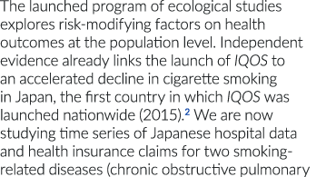 The launched program of ecological studies explores risk-modifying factors on health outcomes at the population level   
