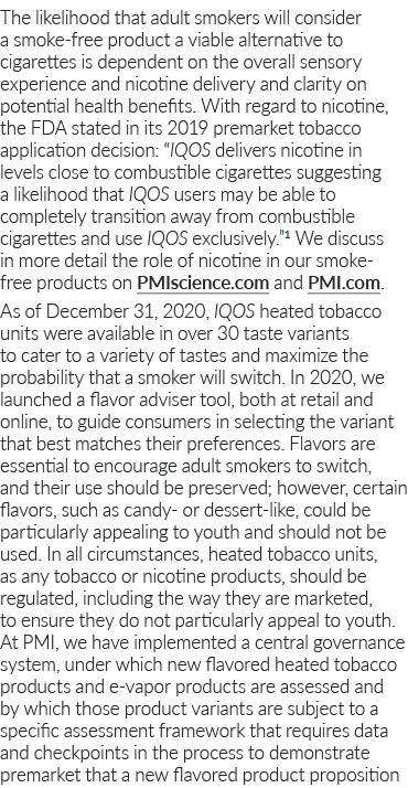 The likelihood that adult smokers will consider a smoke-free product a viable alternative to cigarettes is dependent    