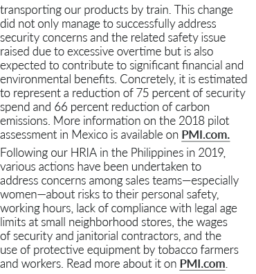 transporting our products by train  This change did not only manage to successfully address security concerns and the   