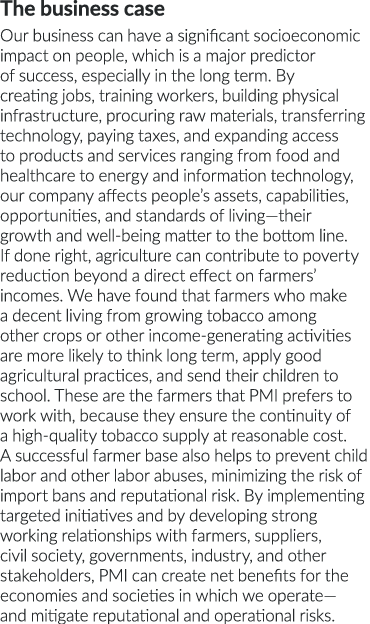 The business case Our business can have a significant socioeconomic impact on people, which is a major predictor of s   