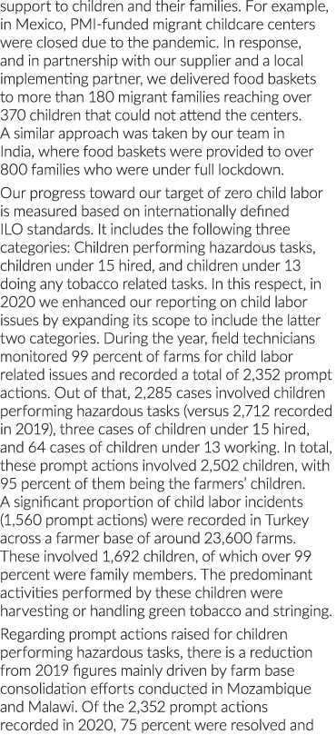 support to children and their families  For example, in Mexico, PMI-funded migrant childcare centers were closed due    