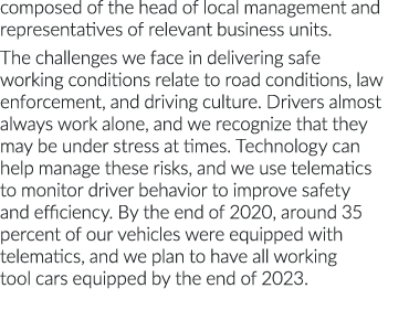 composed of the head of local management and representatives of relevant business units  The challenges we face in de   