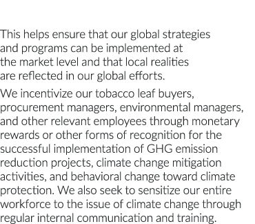 This helps ensure that our global strategies and programs can be implemented at the market level and that local reali   