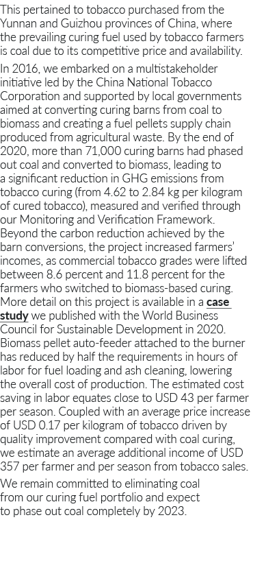 This pertained to tobacco purchased from the Yunnan and Guizhou provinces of China, where the prevailing curing fuel    