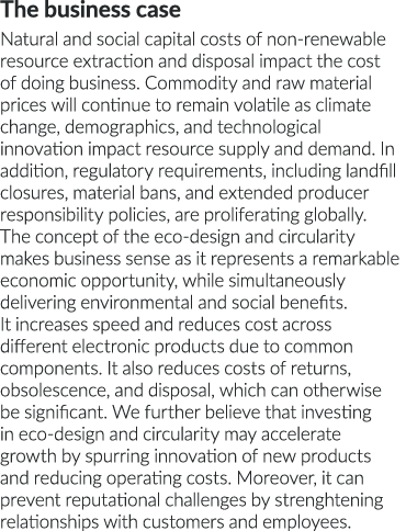The business case Natural and social capital costs of non-renewable resource extraction and disposal impact the cost    