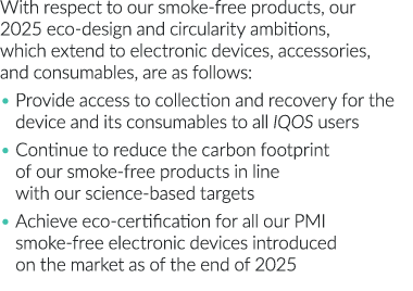 With respect to our smoke-free products, our 2025 eco-design and circularity ambitions, which extend to electronic de   