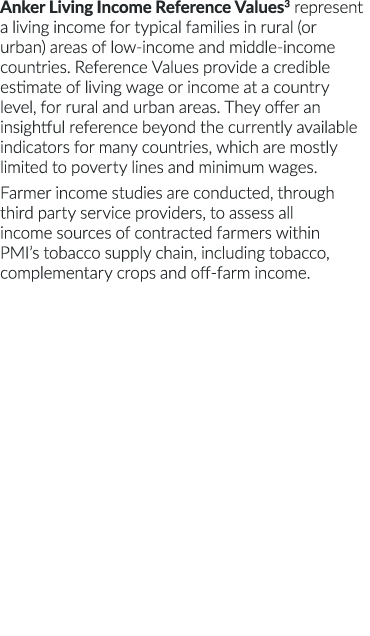 Anker Living Income Reference Values3 represent a living income for typical families in rural (or urban) areas of low   