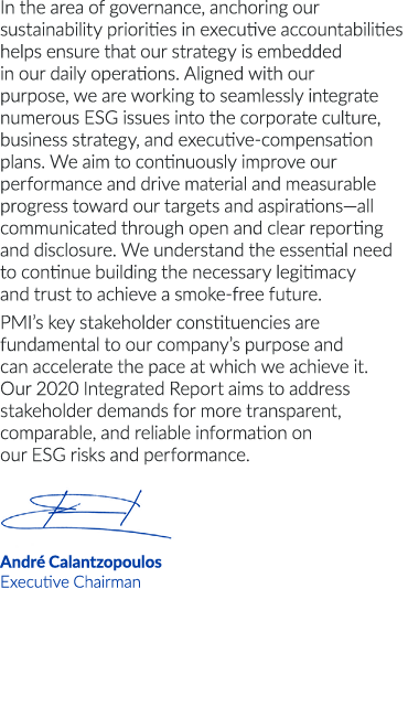 In the area of governance, anchoring our sustainability priorities in executive accountabilities helps ensure that ou   