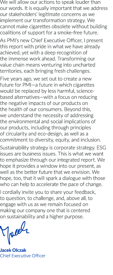 We will allow our actions to speak louder than our words  It is equally important that we address our stakeholders  l   